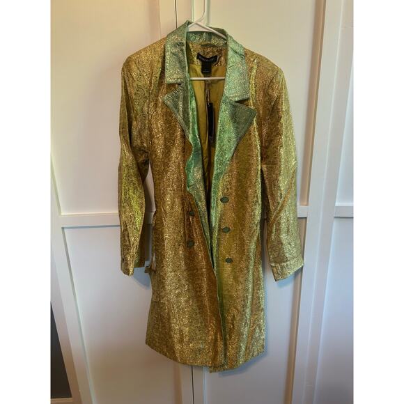 Duro Olowu Gold and Turqoise Trench Coat Large NWT - Picture 1 of 9